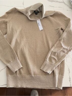 J. Crew Sparkle Knit Turtleneck in Champagne